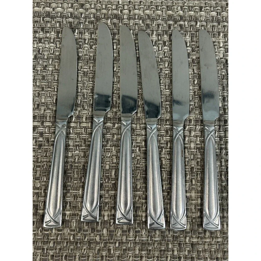Cambridge Crossroad Sand Dinner Knives Stainless Steel Flatware Set Of 10